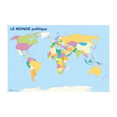 Bouchut - Carte géante Le Monde politique/physique - 80 x 120 cm - recto/verso
