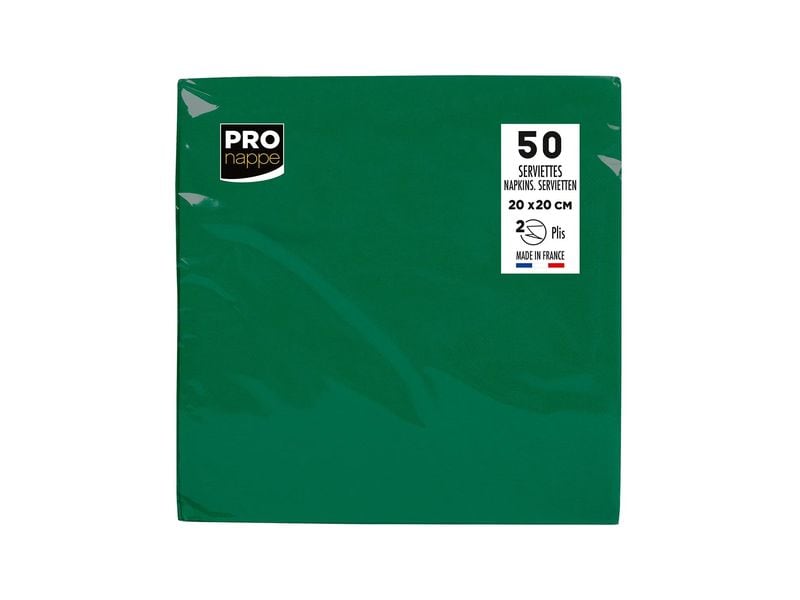 PRO nappe Papierservietten Grün 20 cm x 20 cm, 50 Stück Packung mit 50 Cocktail-Servietten