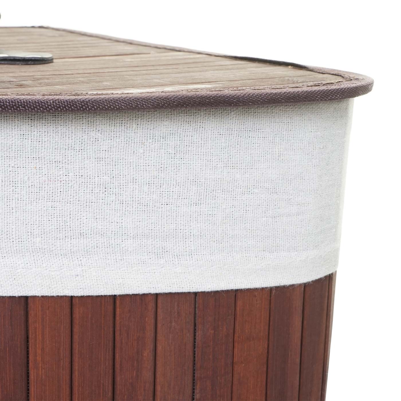 Eckwäschekorb MCW-C21, Laundry Wäschebox Wäschesammler Wäschebehälter, Bambus 61x48x35cm 50l ~ braun