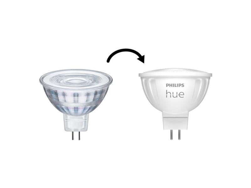 Philips Hue Leuchtmittel White Ambiance MR16 Doppelpack 400 Smartes Spot-Leuchtmittel für Leuchten mit GU5.3 Sockel