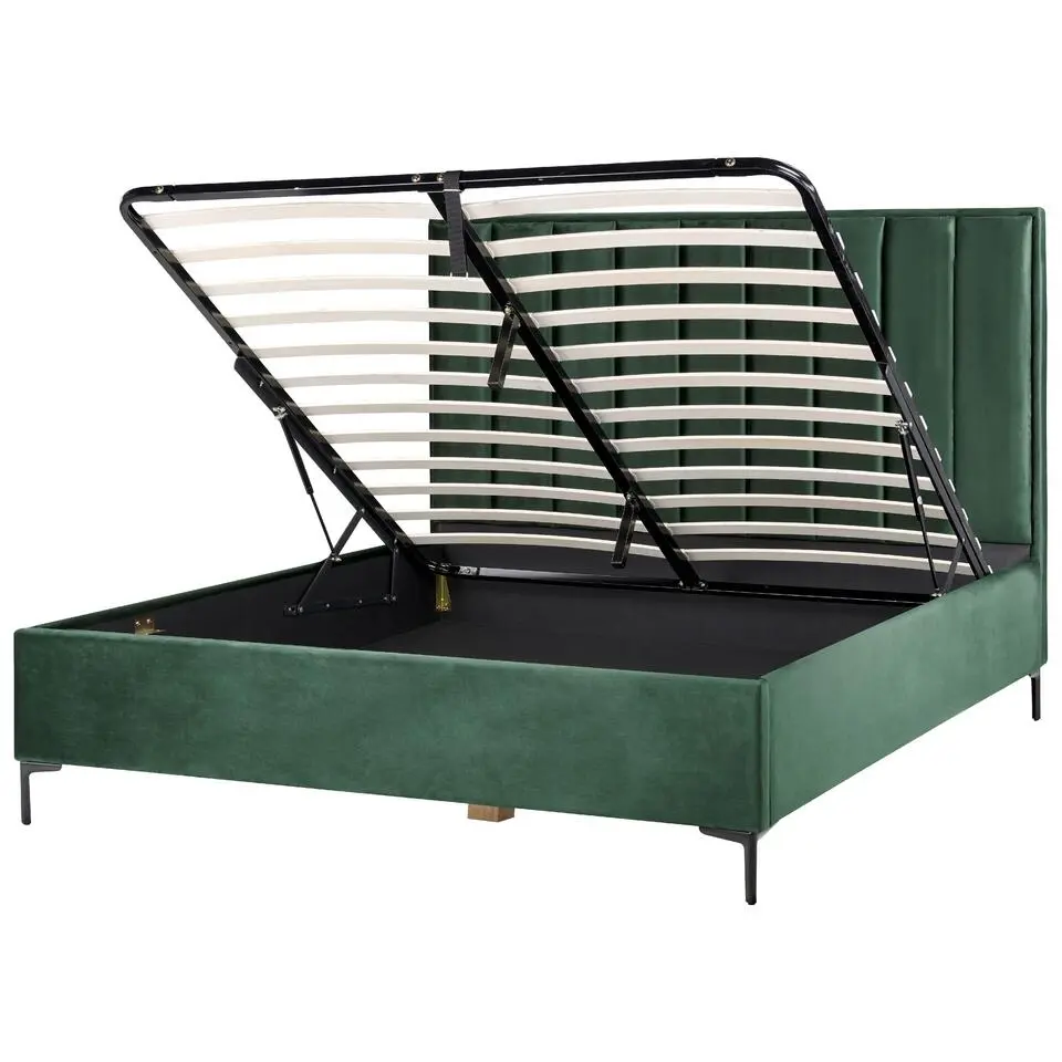 SEZANNE - Bed met opbergruimte - Donkergroen - 180 x 200 cm - Fluweel