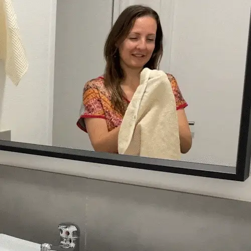 Serviette de bain en coton - Version 1 - Petit format - 75 x 90 cm / Écru