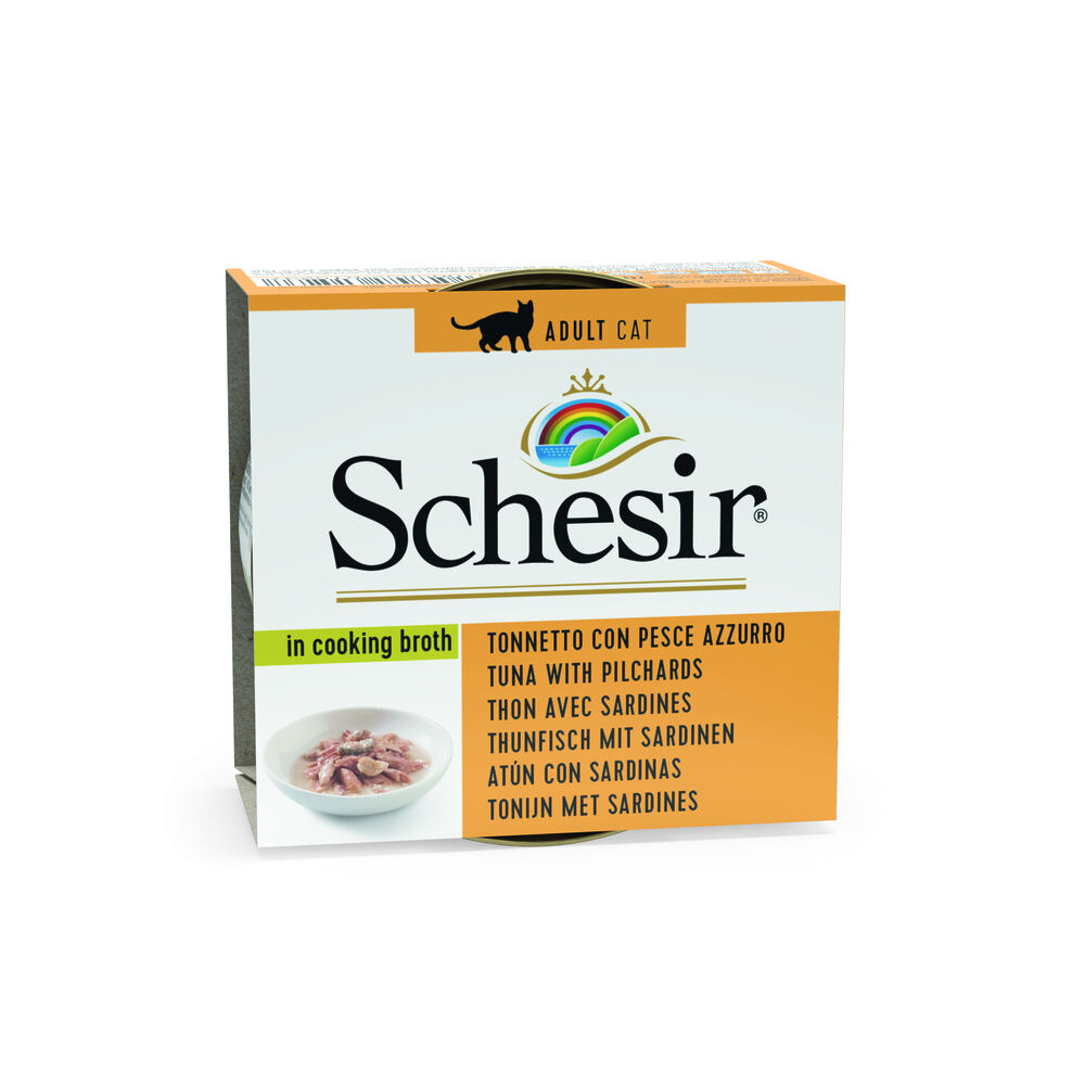 Schesir - Kattenvoer in bouillon - 70 Gram - tonijn en vis