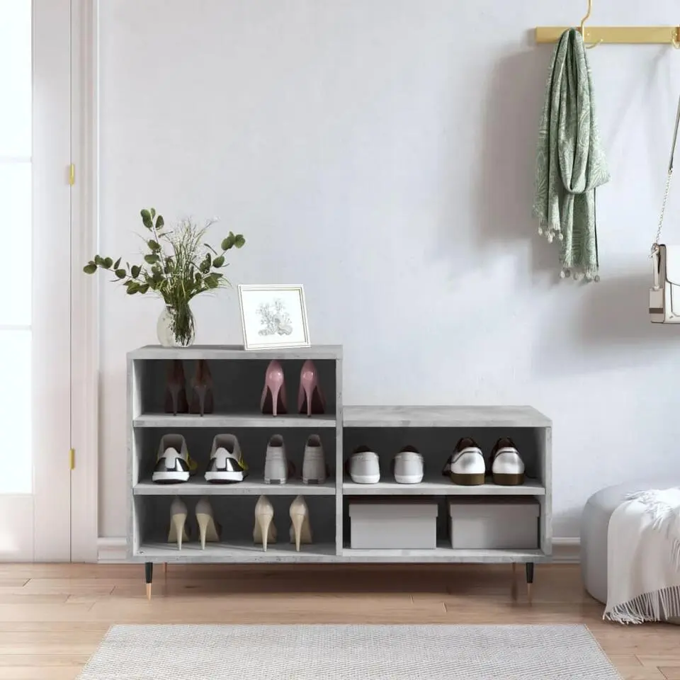 vidaXL - Schoenenkast 10 paar met metalen poten - Betongrijs - 102x36x60 cm