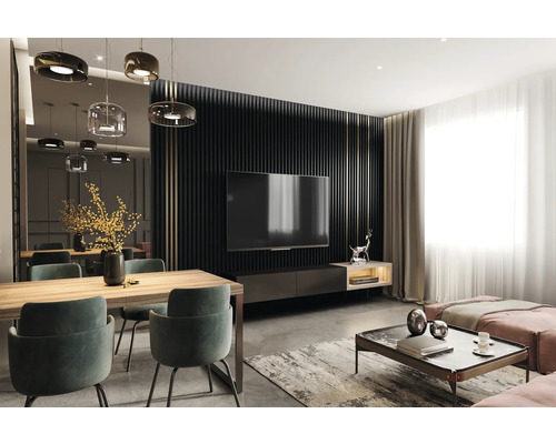 Decoratief paneel Linea Slim 3 zwart 30x150x2650 mm