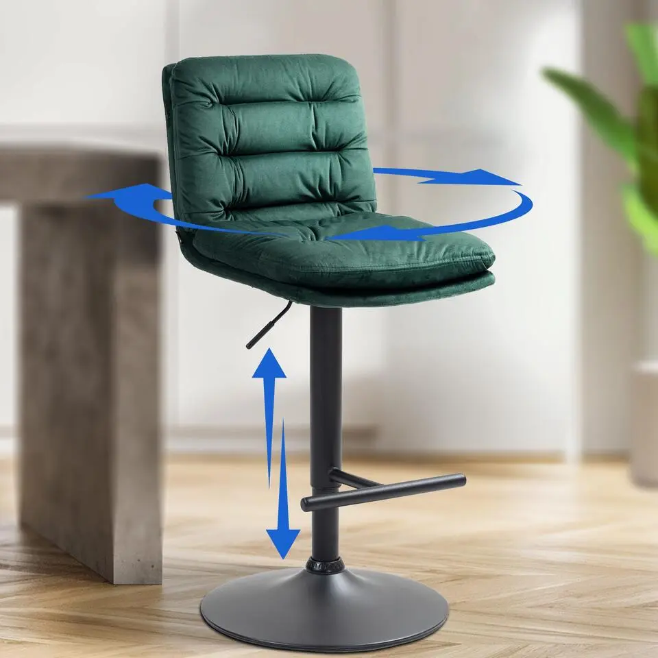 CLP Barkruk Damar zwart Frame - Fluweel - groen