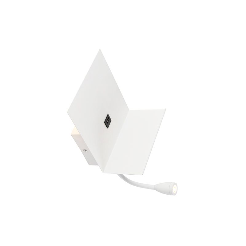 Moderne wandlamp wit met USB en flexarm - Flero