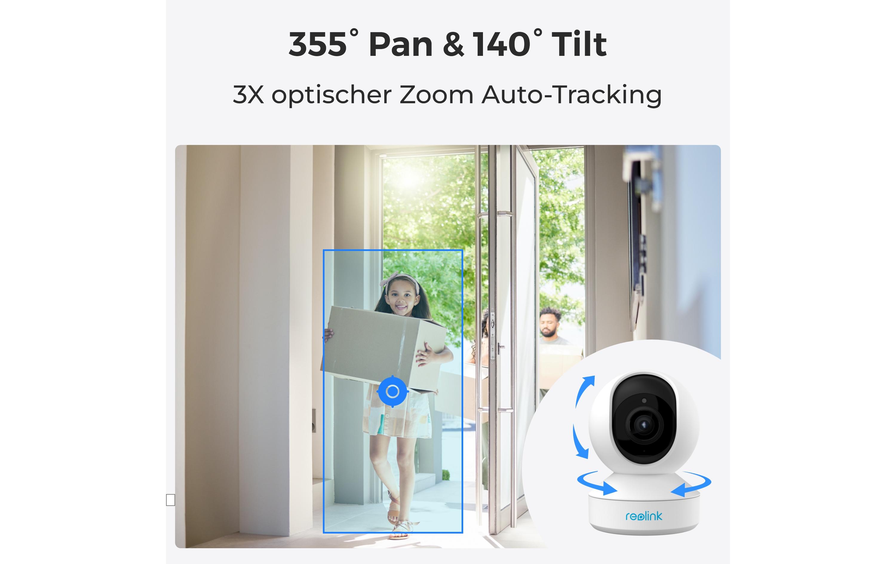 Netzwerkkamera E340 Weiss2K+ PTZ-Kamera mit 3x Zoom, Sprechfunktion & Dualband-WLAN (2.4G/5G)