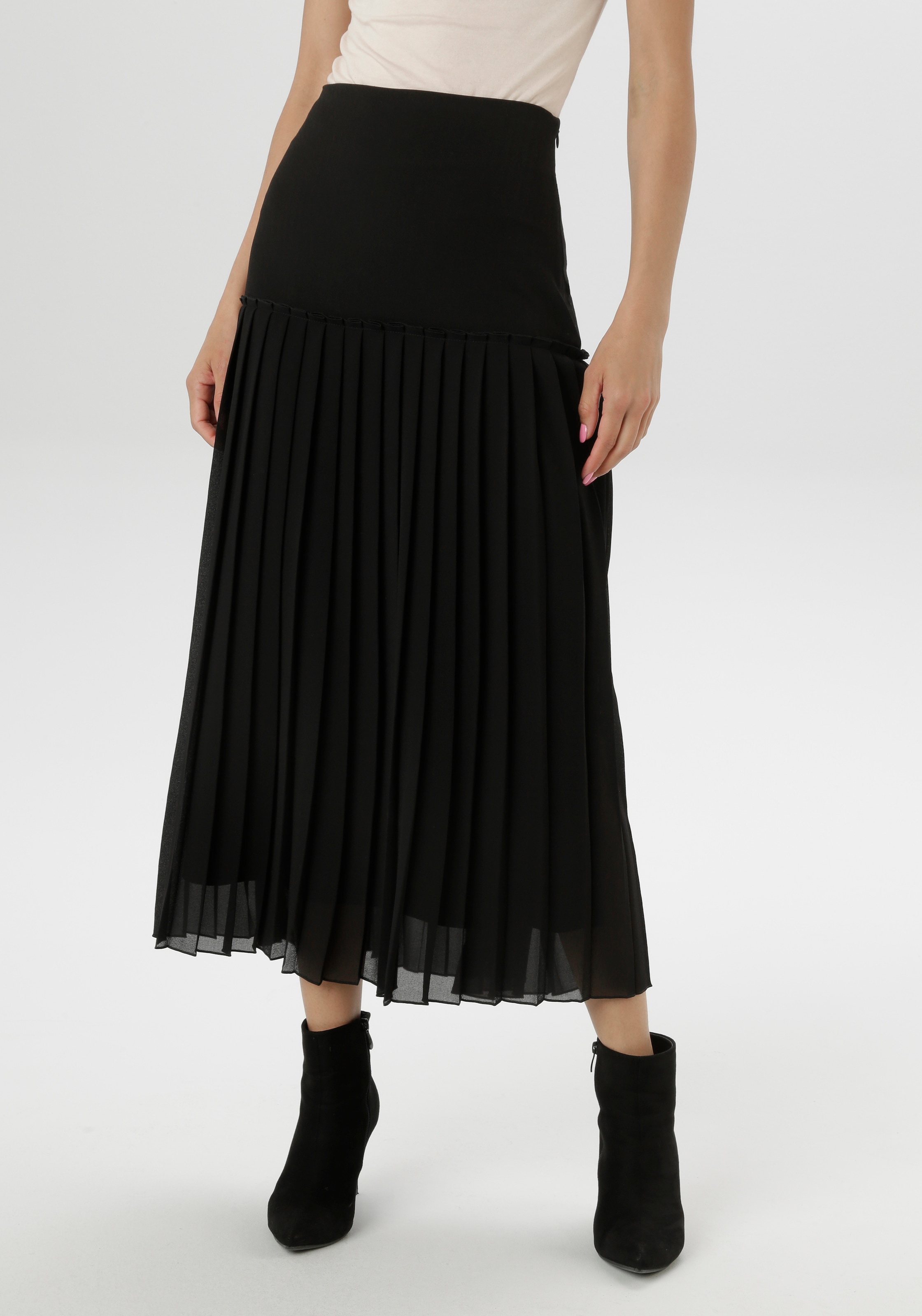 Aniston SELECTED Plisseerock , aus edlem Chiffon - NEUE KOLLEKTION