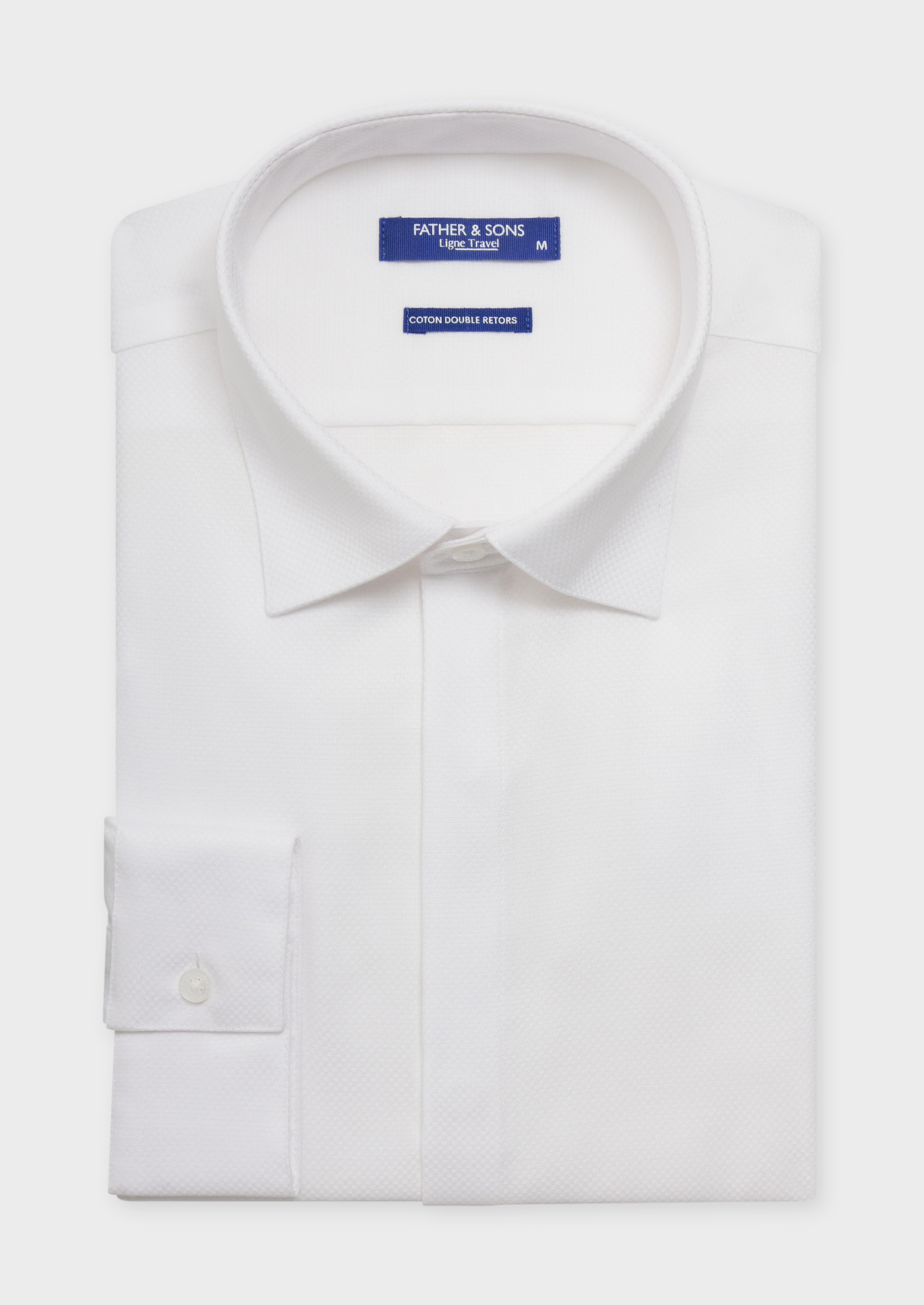 Chemise habillée non-iron Slim en coton façonné uni blanc