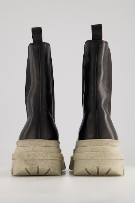 Chelsea-Boots, Leder, farbige Plateausohle, Weite H