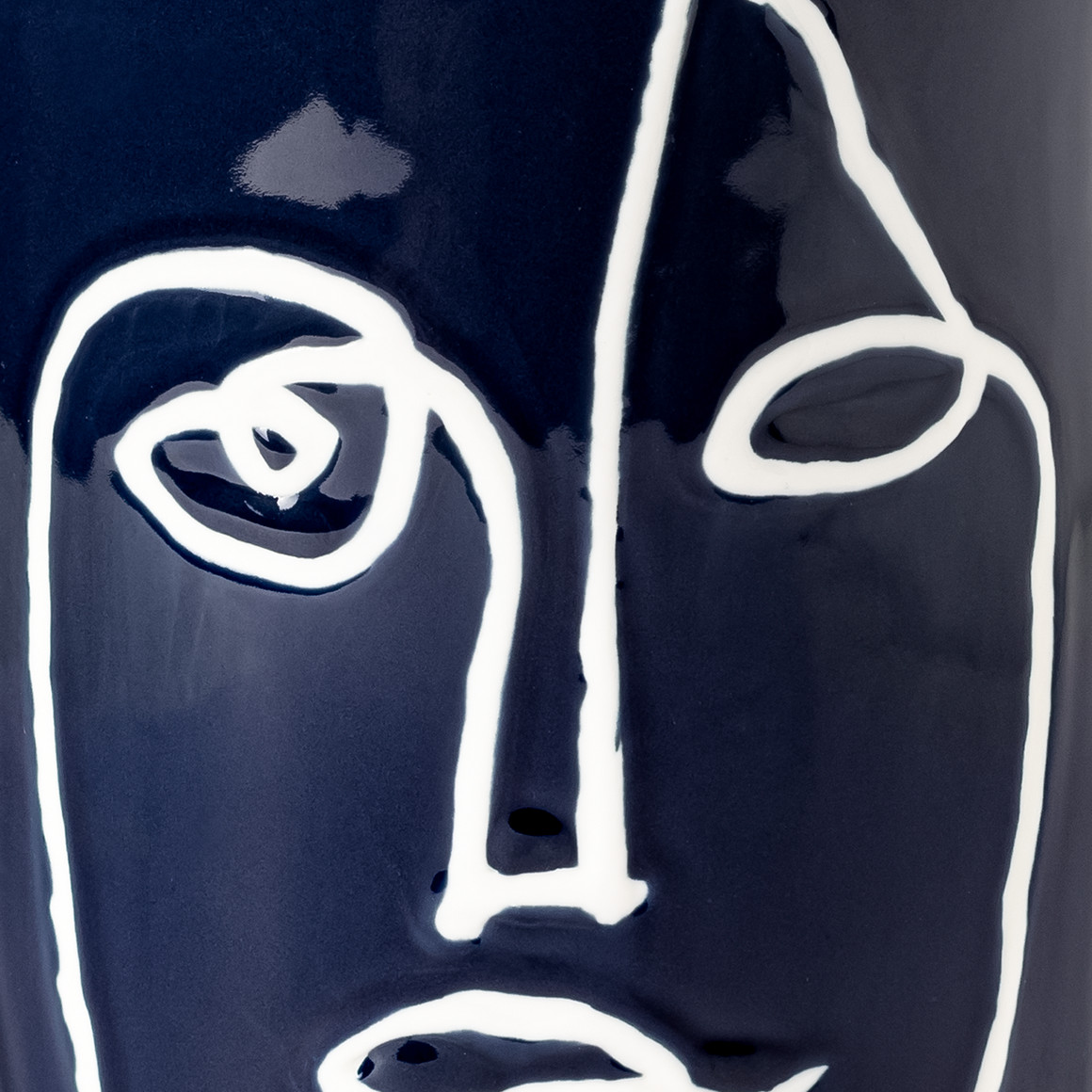 My Home Vase mit abstraktem Gesicht dunkelblau