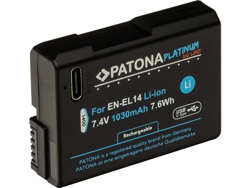 Patona Platinum Akku für Nikon EN-EL14, D3100, D5100 und P7 Platinum Batteriesatz für Nikon