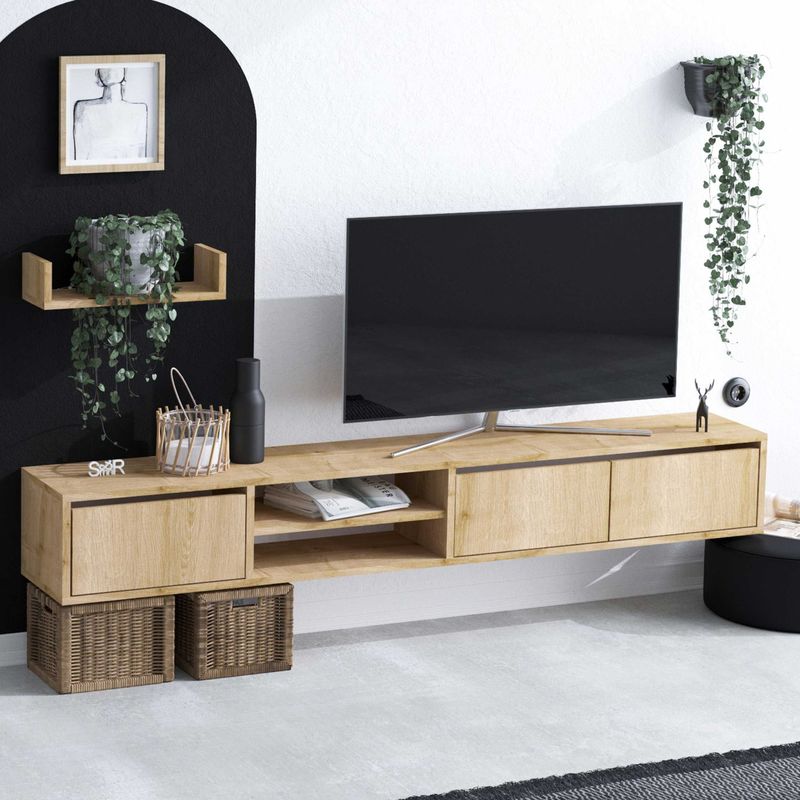 TV-Meubel - Saffier Eiken - 100% Gemelamineerd Spaanplaat