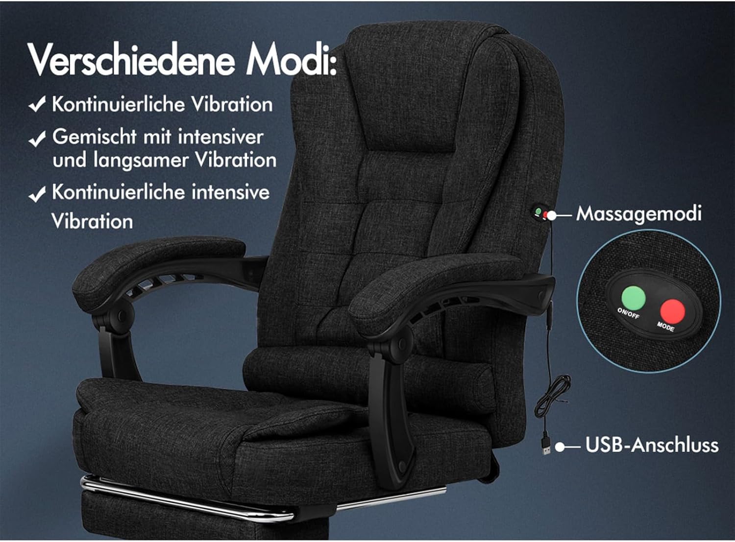 ALFORDSON Chair Bürostuhl, Computer-Schreibtischstuhl, Gaming-Drehstuhl für Computer-Arbeitstisch, ergonomisches Hochlehnerkissen, Lordosenstütze mit Rollen, Leinen, Schwarz