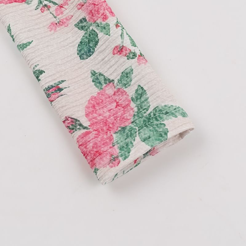 Leandrillo - Maxi-zeemeerminjurk met lange mouwen en nephals en bloemenprint