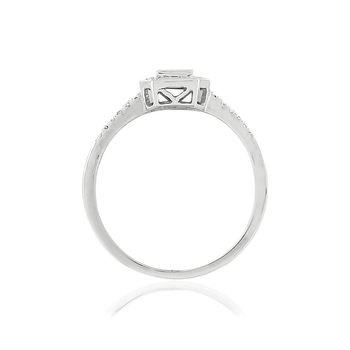 Bague or 750 blanc carrée diamants