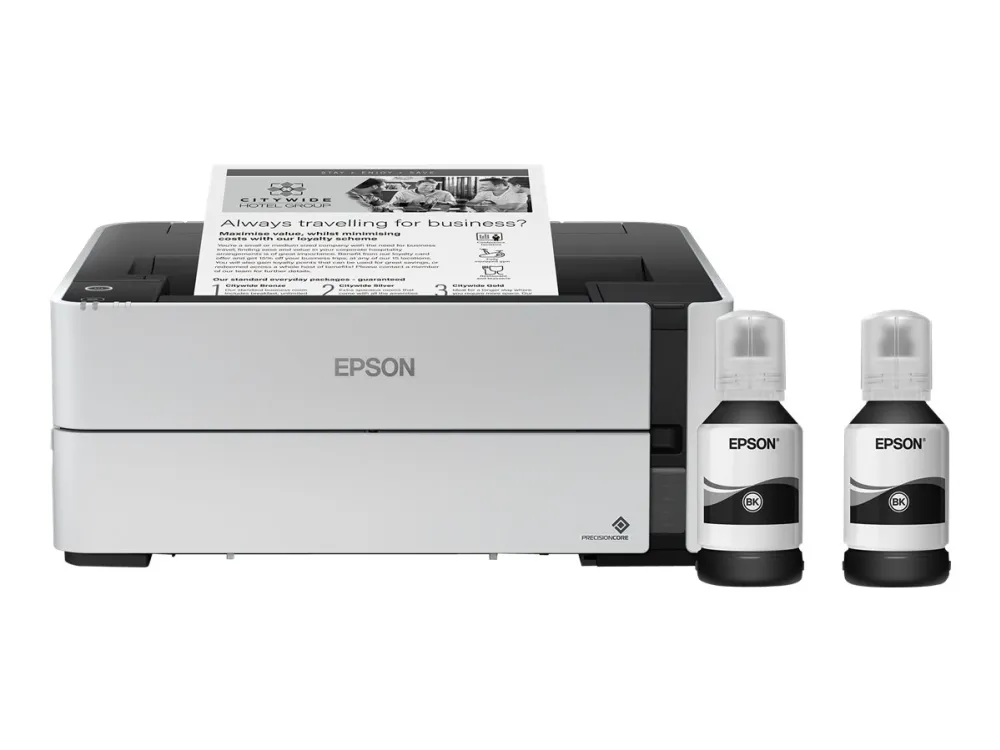 Epson EcoTank M1170 - Printer - S/H - Duplex - blækprinter - kan genopfyldes - A4/Legal - 1200 x 2400 dpi - op til 20 spm - kapacitet: 250 ark - USB 2.0, LAN, Wi-Fi