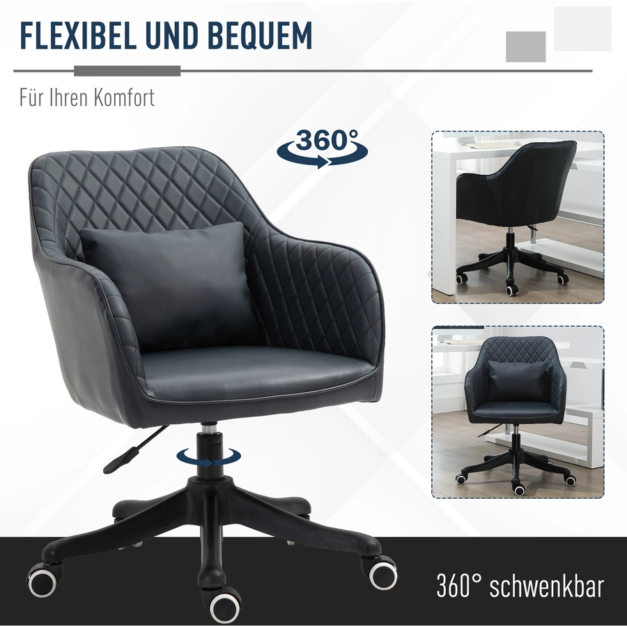 Vinsetto Drehstuhl inkl. Lendenkissen mit Vibrationsmassage dunkelgrau