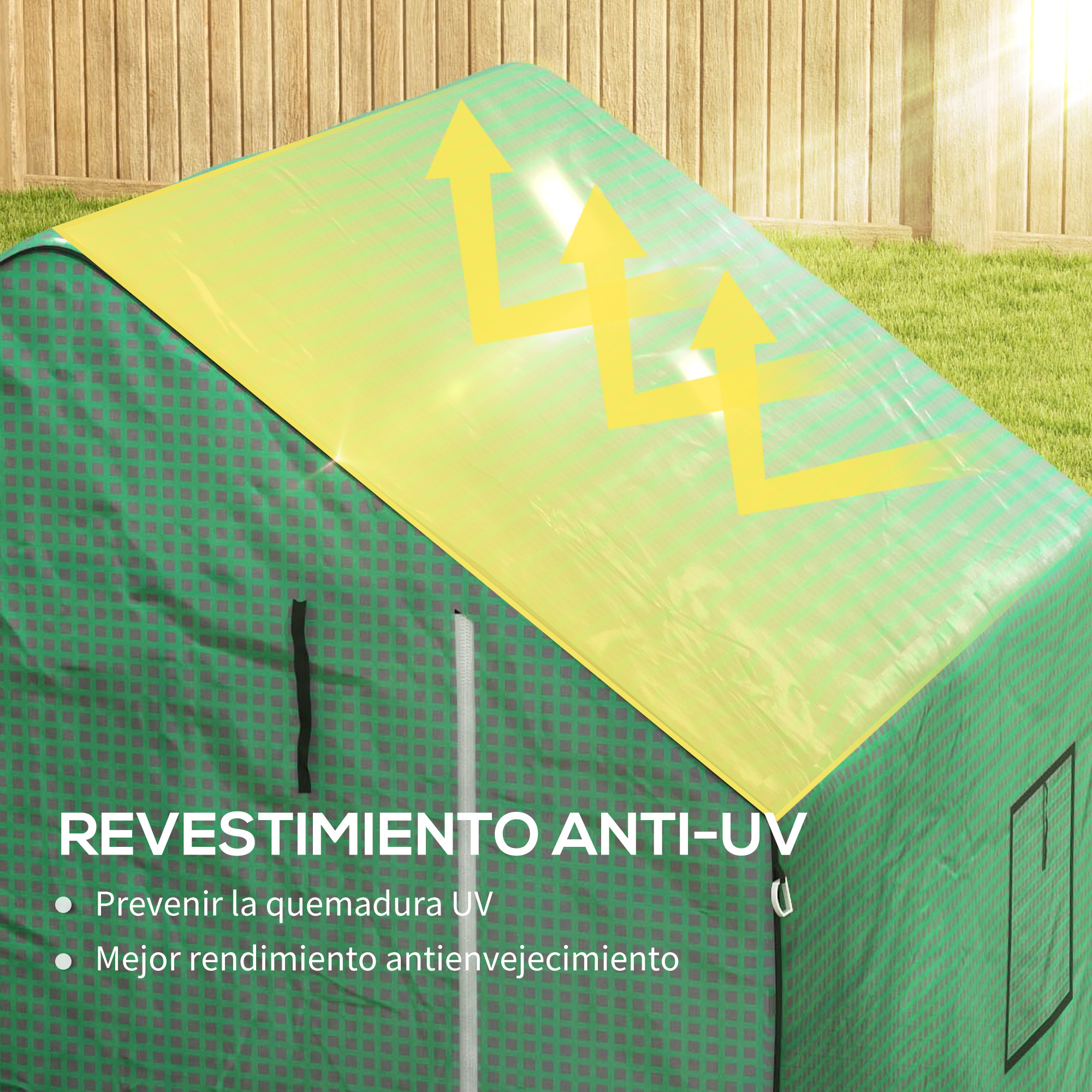 Capa de estufa Outsunny 140x143x190 cm, capa de substituição para estufa com janela e porta com zíper, proteção anti-UV para plantas de jardim.