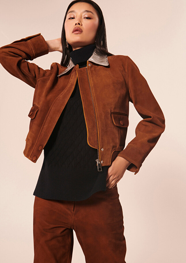Veste Vicenzamarron en nubuck
