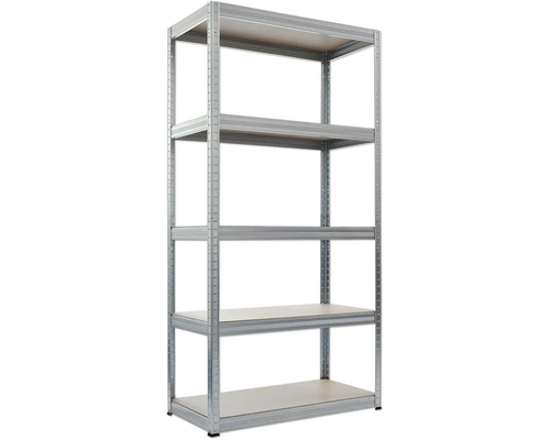Robuuste stellingkast FUTUR, gegalvaniseerd, 180x90x45cm, 5 houten legborden, draagvermogen 1750 kg