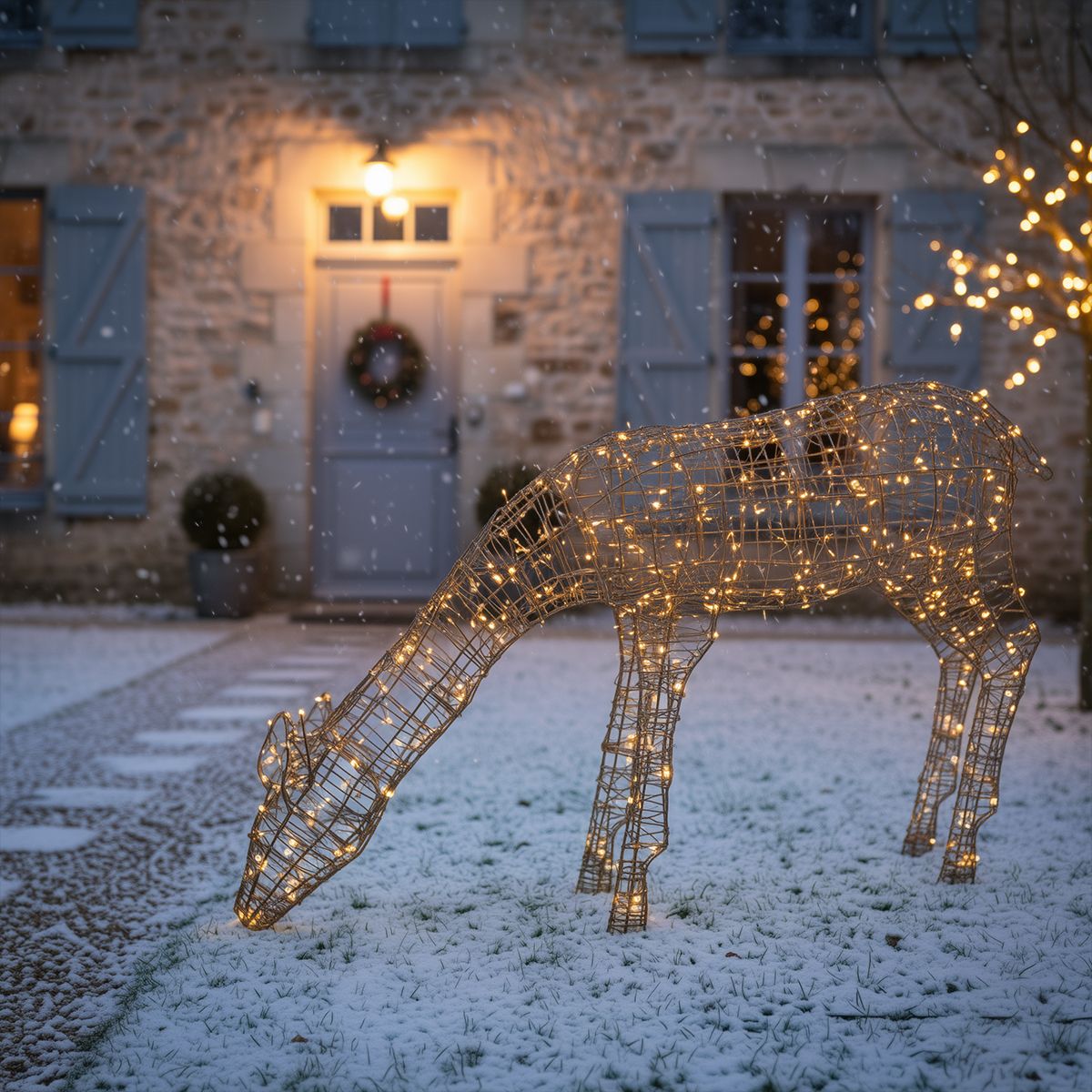 Vloerlamp bruin rotan rendier incl. LED IP44 - Flossie