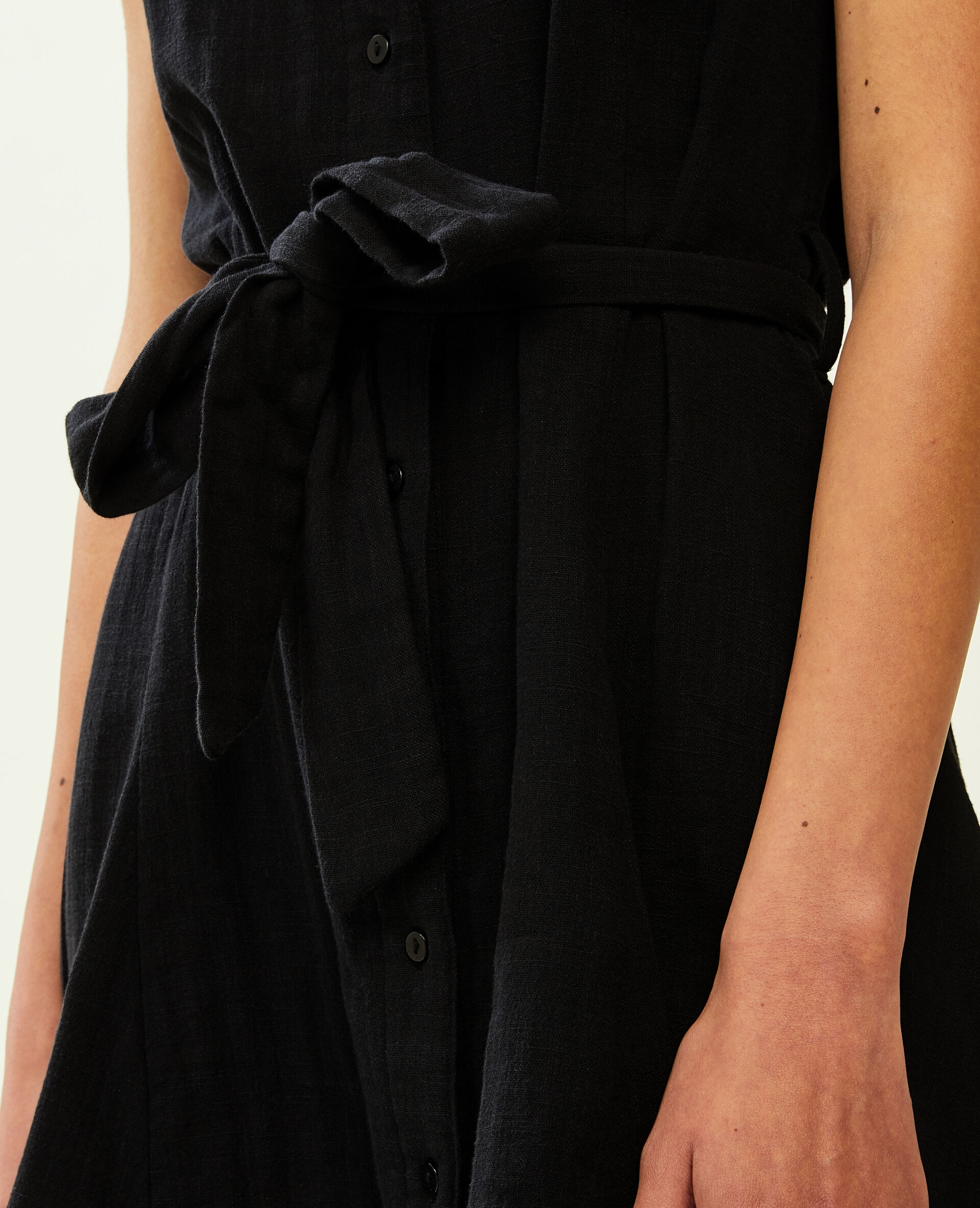 Robe sans manches gaze de coton - Noir
