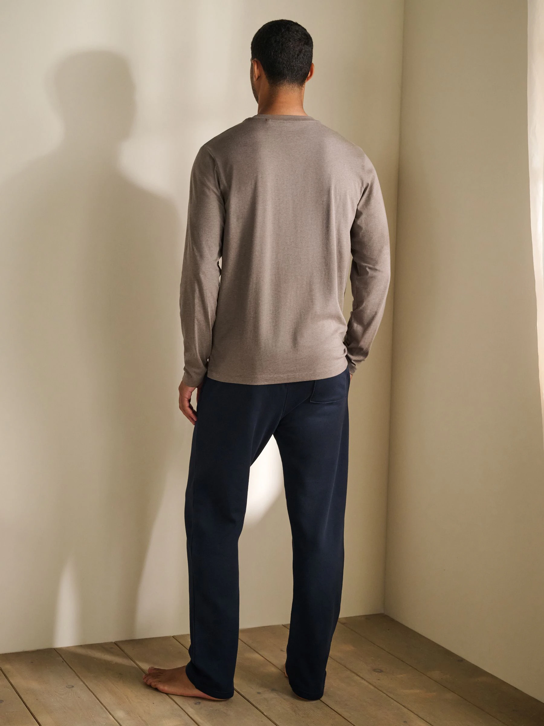 Bruin/marineblauw - Jersey pyjamaset met lange mouwen