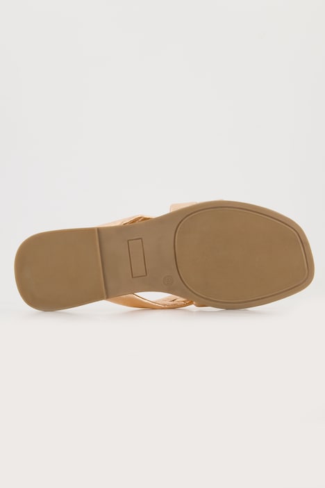 Leder-Pantoletten, Metallic-Riemen, Weite H