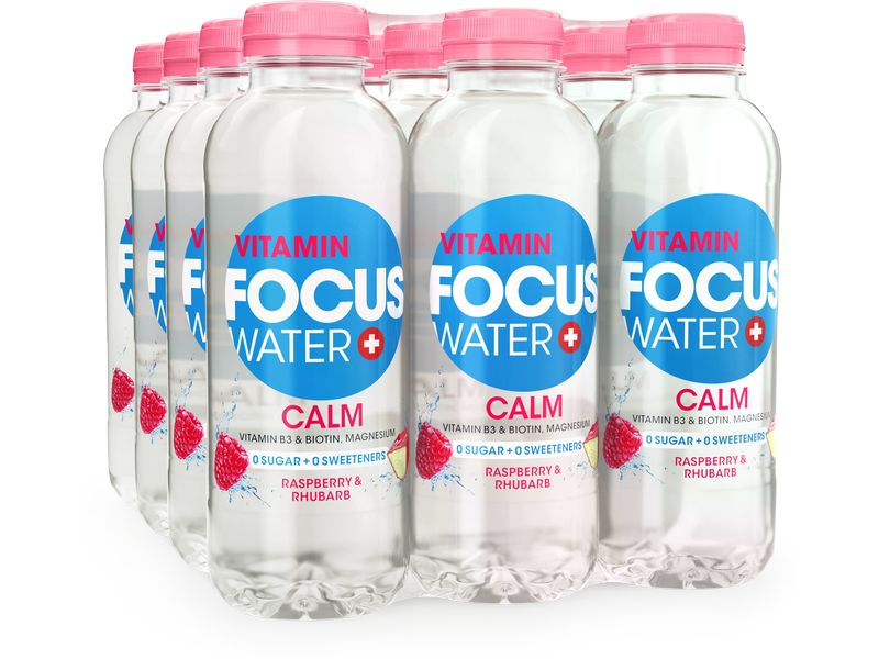 FOCUS WATER Calm Rhabarber & Himbeere 12 x 0.5 l Schweizer Vitaminwasser