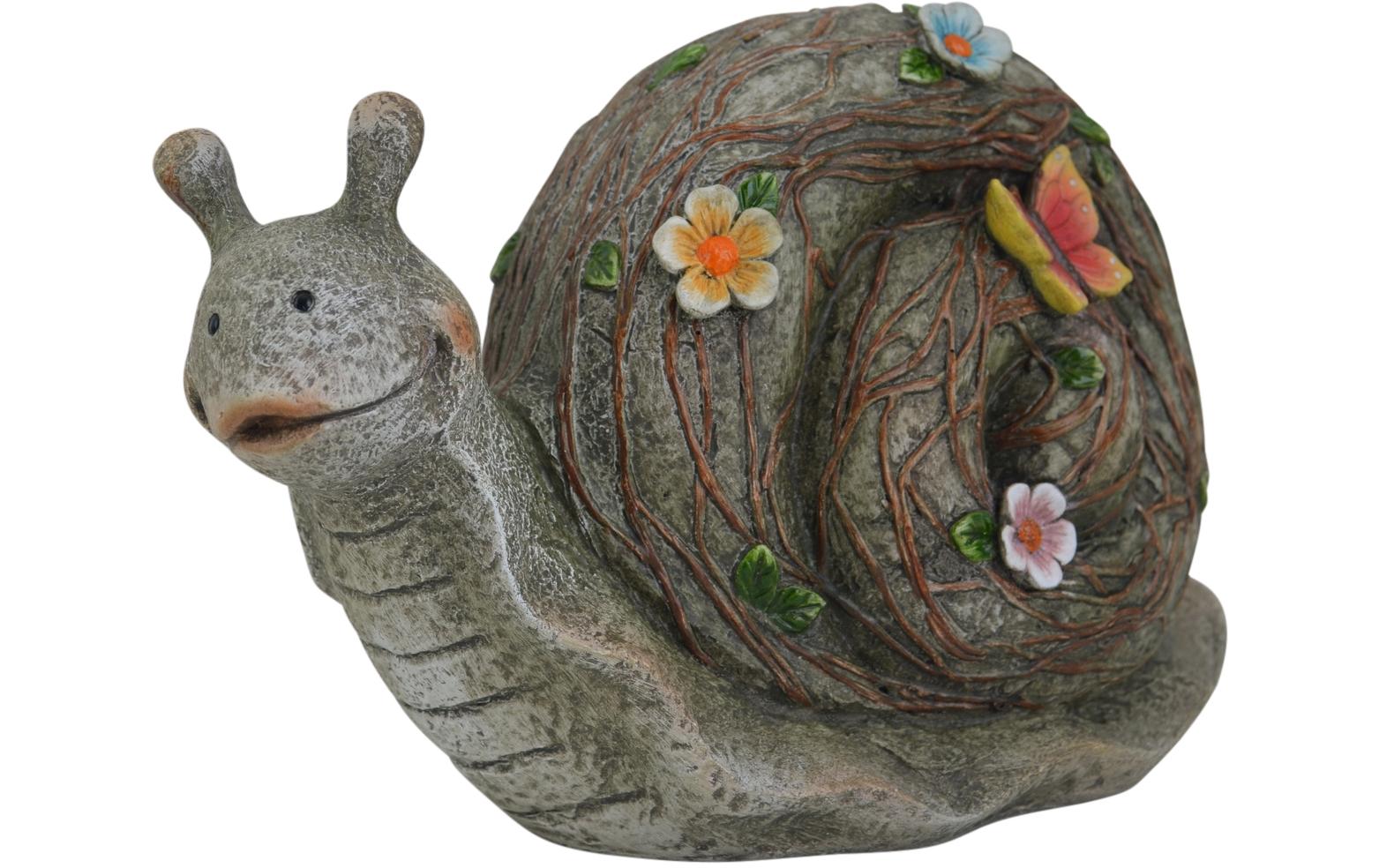 Dekofigur Schnecke mit SchmetterlingSchneckenfigur für den Garten