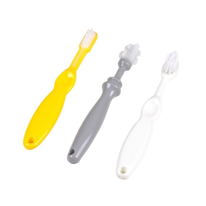 SET 3 BROSSES A DENTS EVOLUTIVES GRIS JAUNE ET BLANC