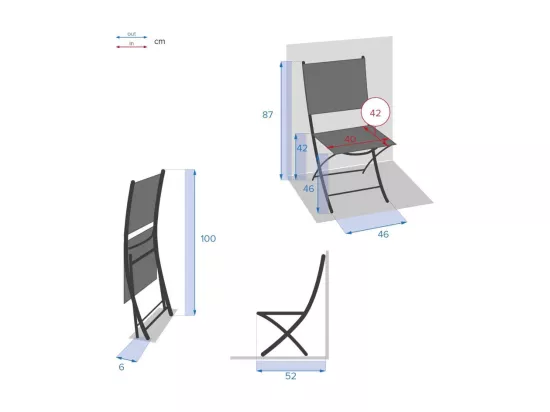 Chaise pliante Modula olive/graphite Hespéride
