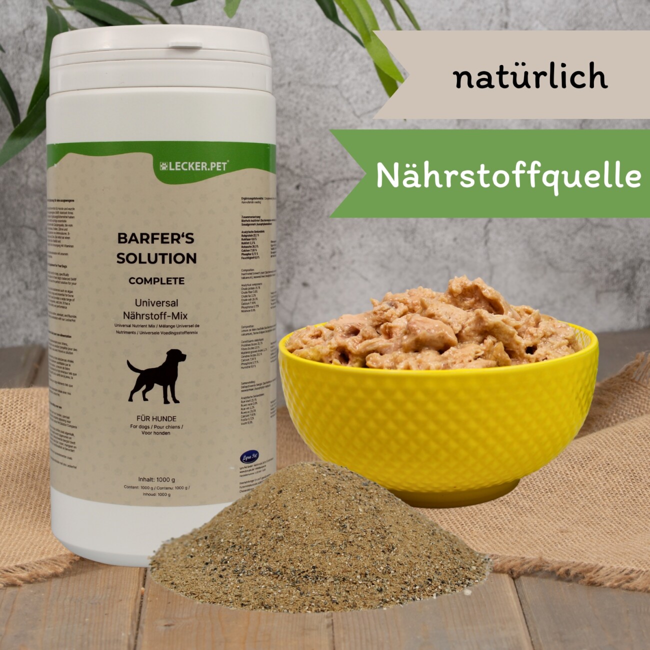 Lyra Pet Lecker.Pet Barfer's Solution Complete Universal Nährstoff Mix Pulver für Hunde 1 kg