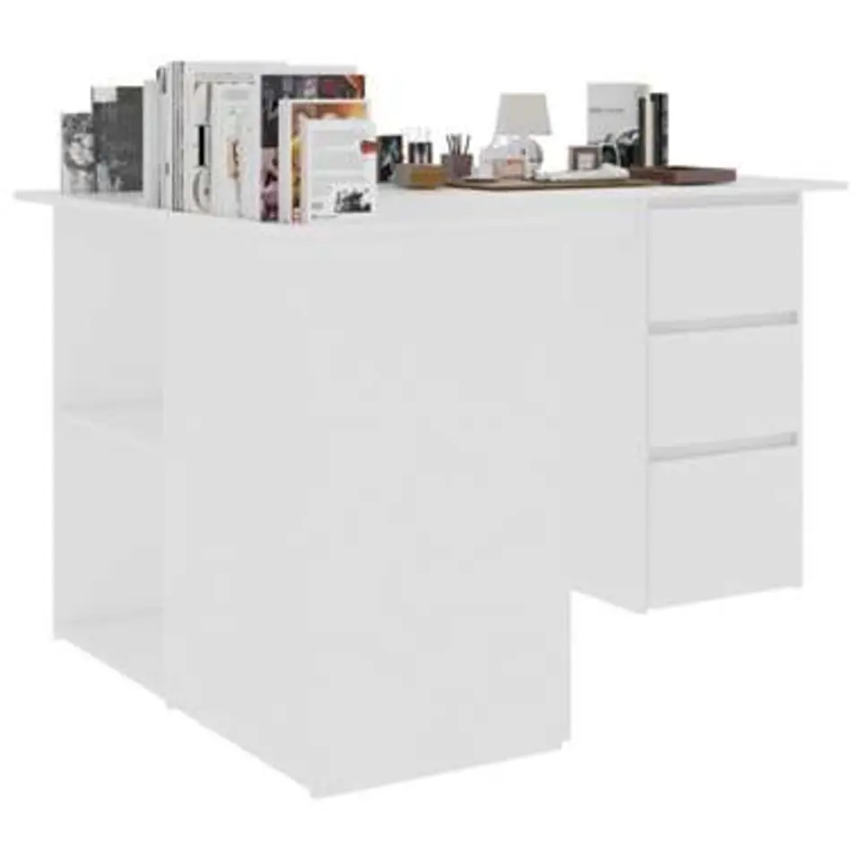 vidaXL - Hoekbureau - Wit - Bewerkt hout