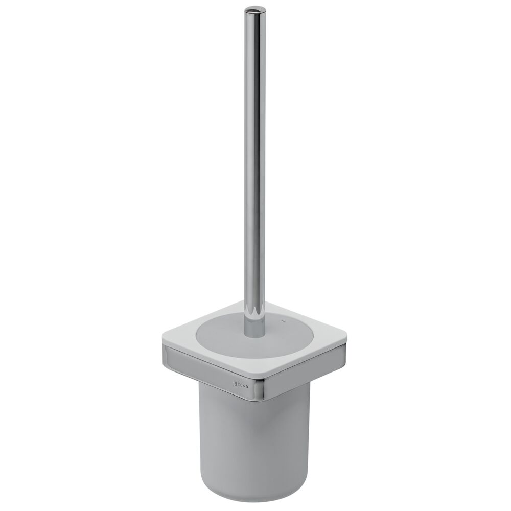 Geesa Frame toiletborstel met houder wit/chroom met witte borstelkop
