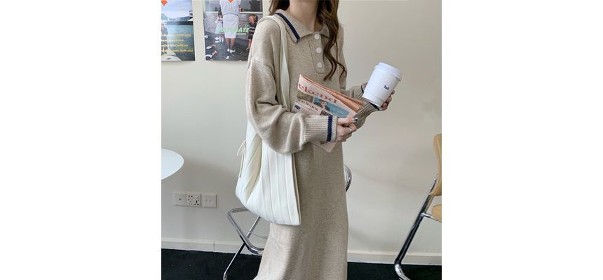 ISSOL - Midi-polojurk met lange mouwen en contrasterende afwerking
