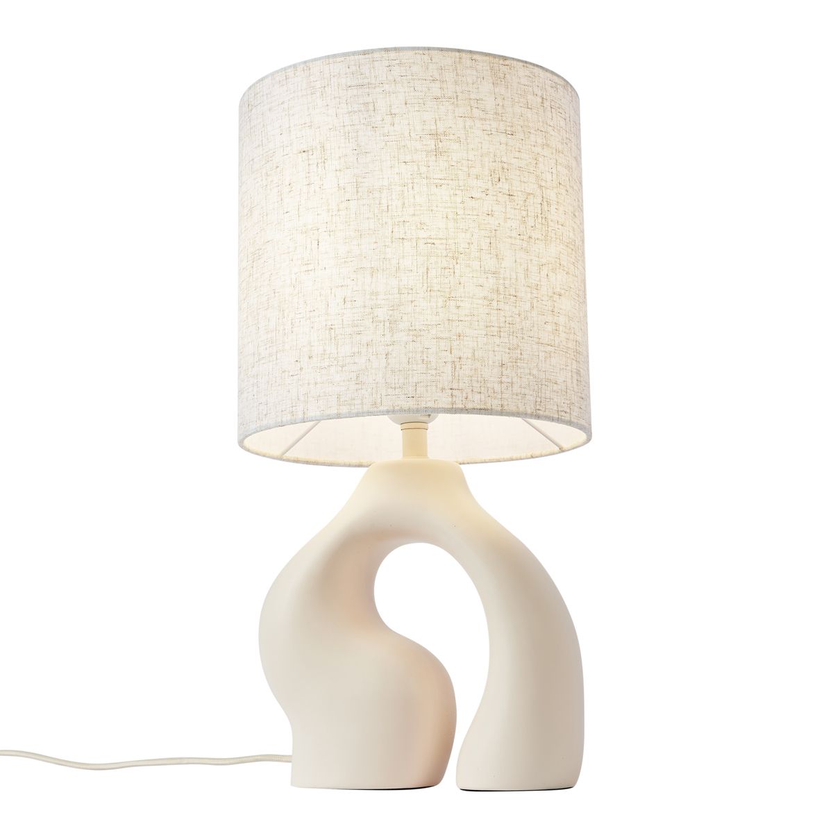 Japandi tafellamp beige met linnen kap - Dahlia