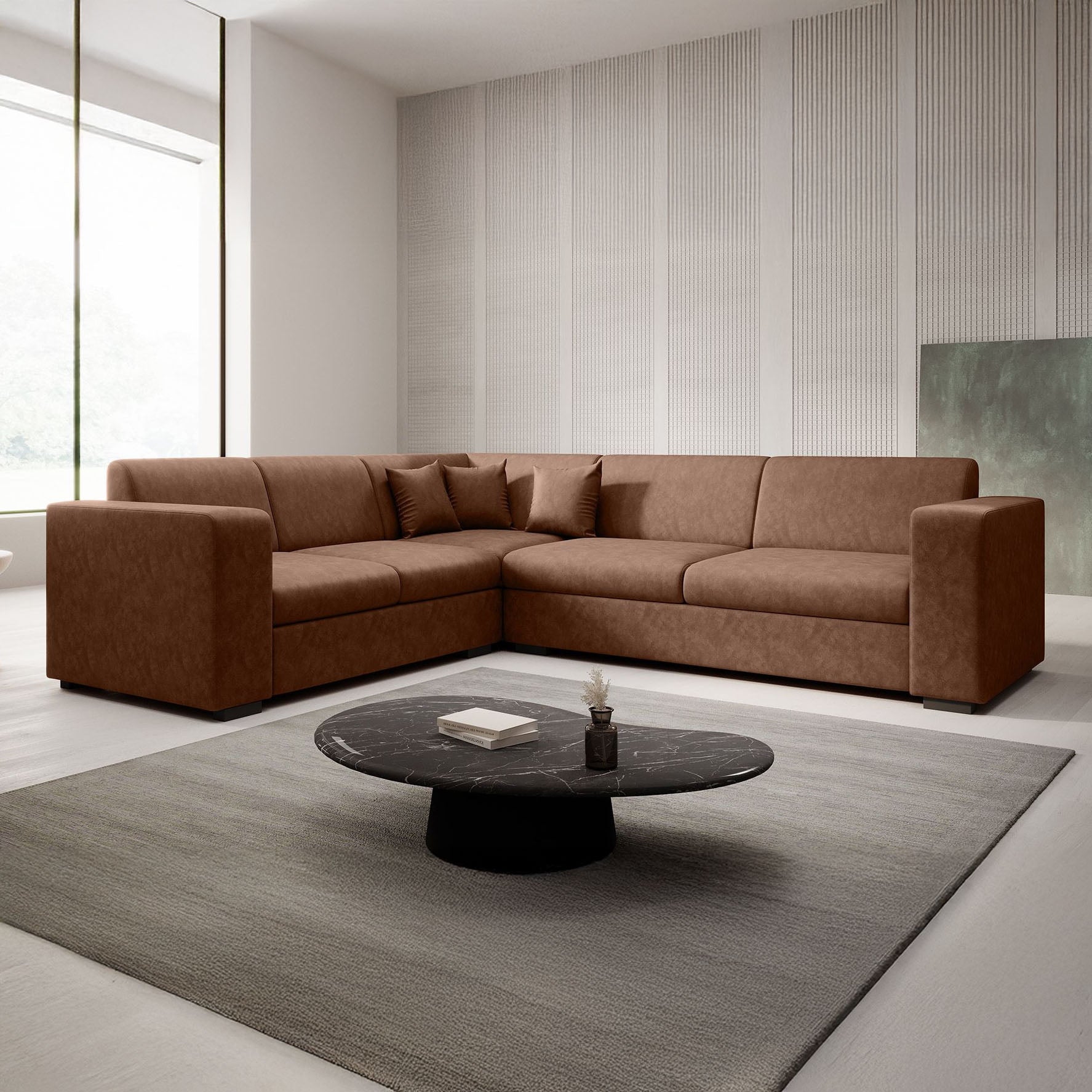 Santana - Hoekbank 4-zits - Kunstleer cognac - Links