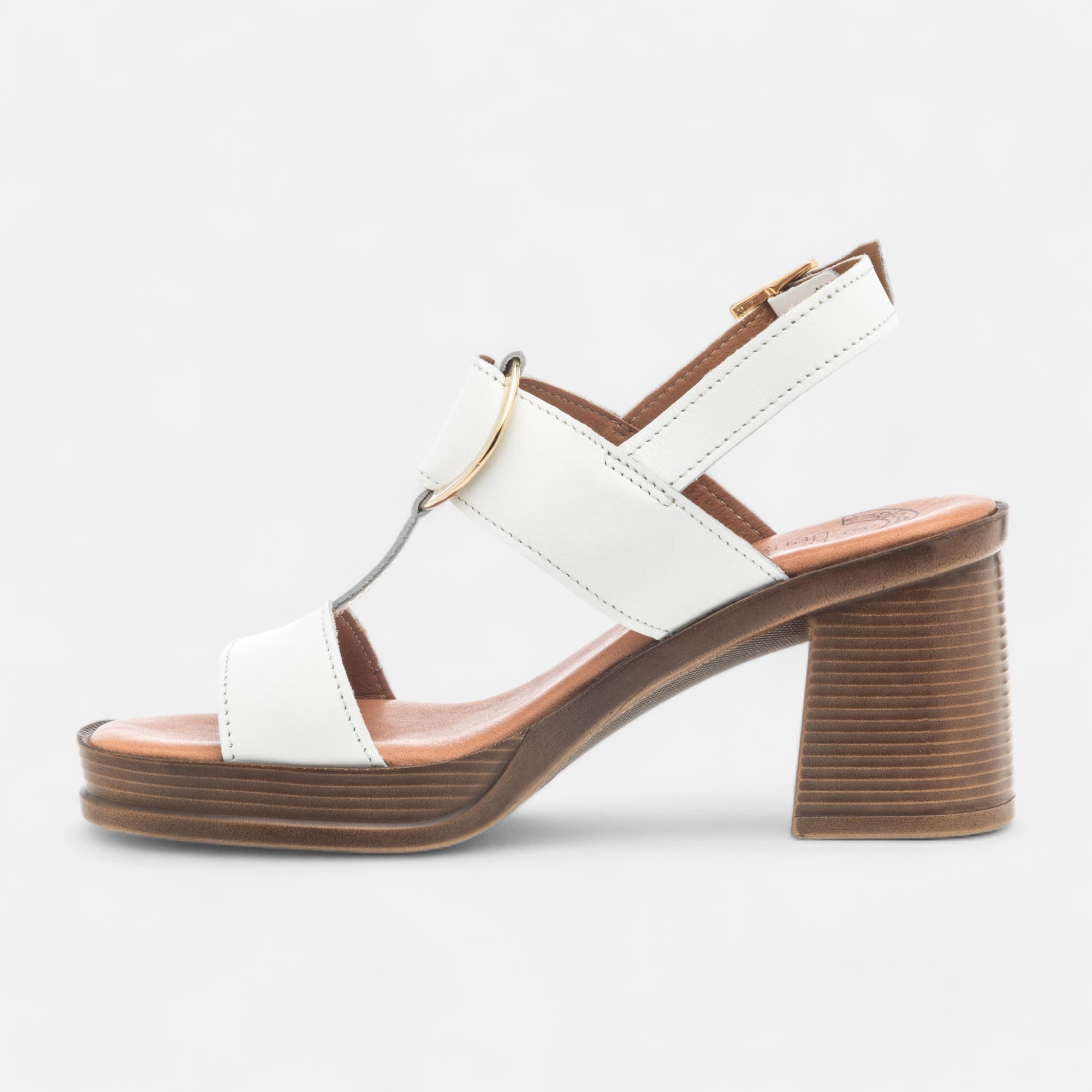 Nu-pieds à talon Femme en cuir blanc