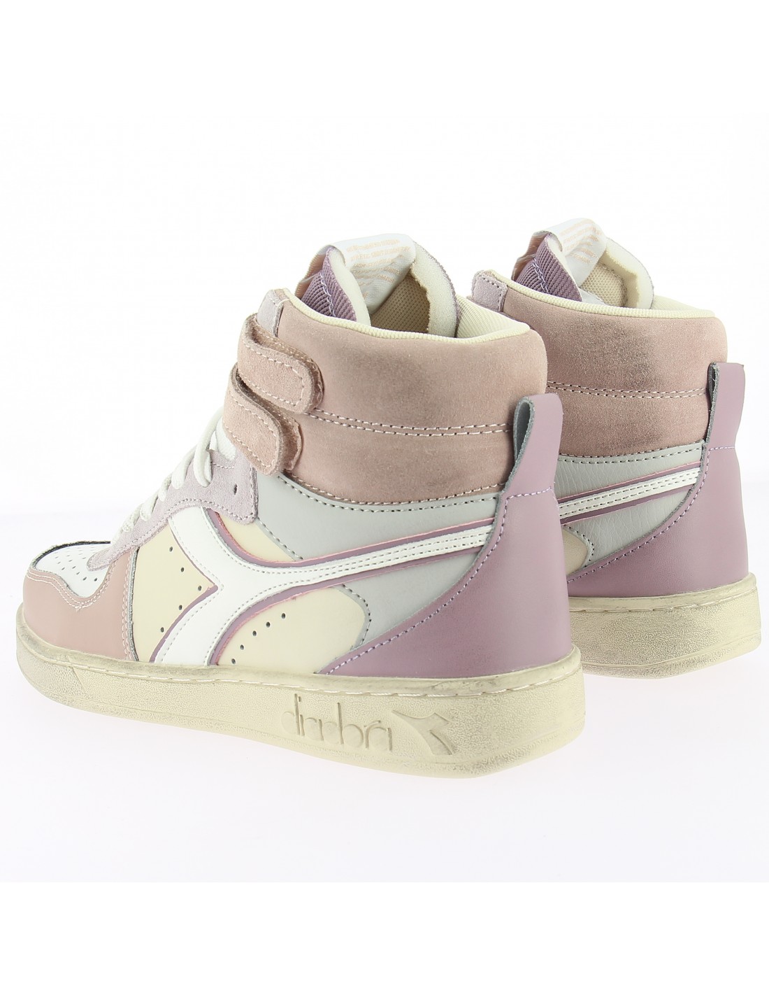 diadora sneakers montantes femme magic basket mid icona cuir rose/blanc