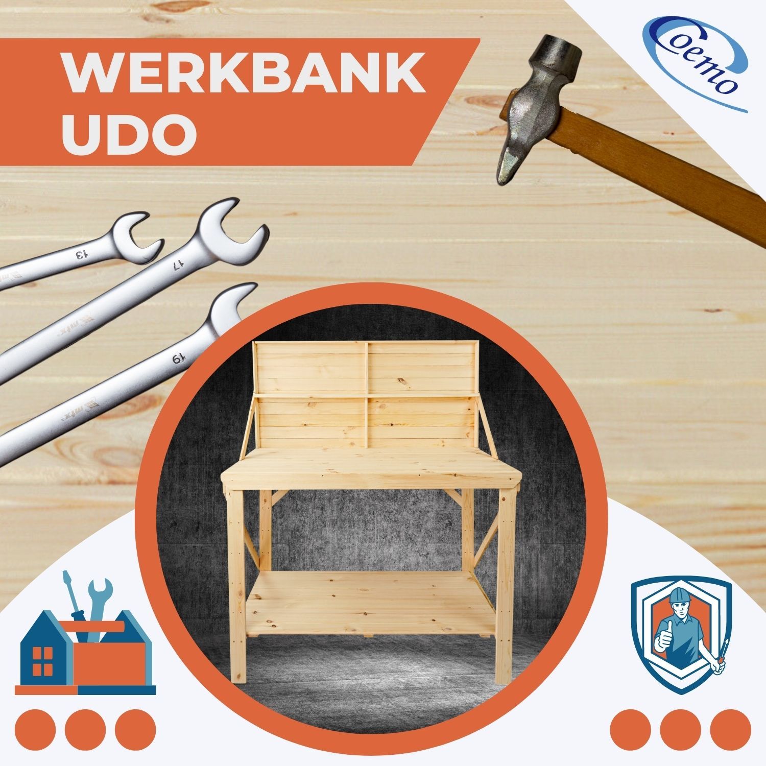 Coemo Heimwerkerbank Udo 120x64x149 cm