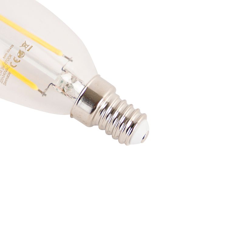 E14 dimbare LED filament kaarslamp 3W 250 lm 2700K