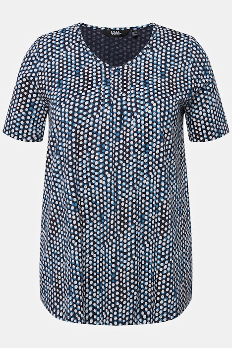 T-Shirt, Zierfalten, A-Linie, V-Ausschnitt, Halbarm