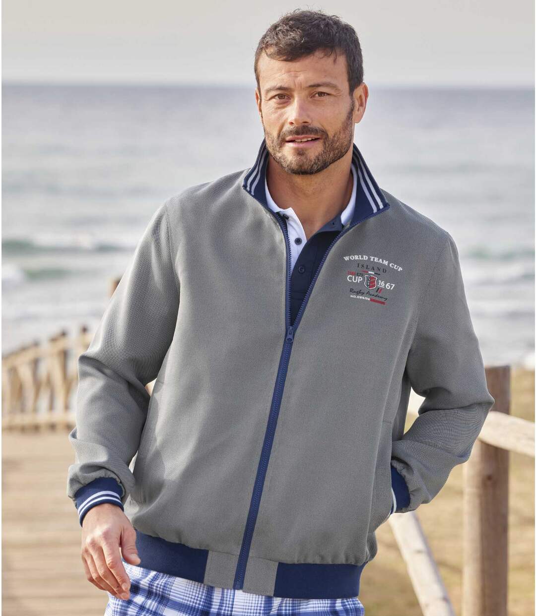 Blouson Microfibre Effet Chambray