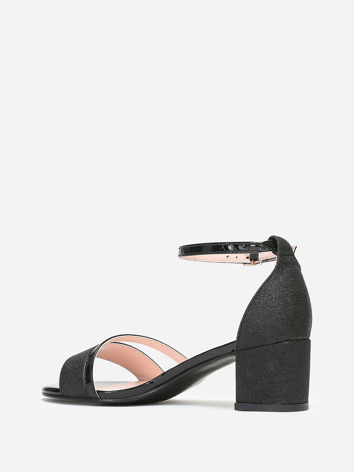 Sandales noires à brides vernies et pailletées Noir- Noir