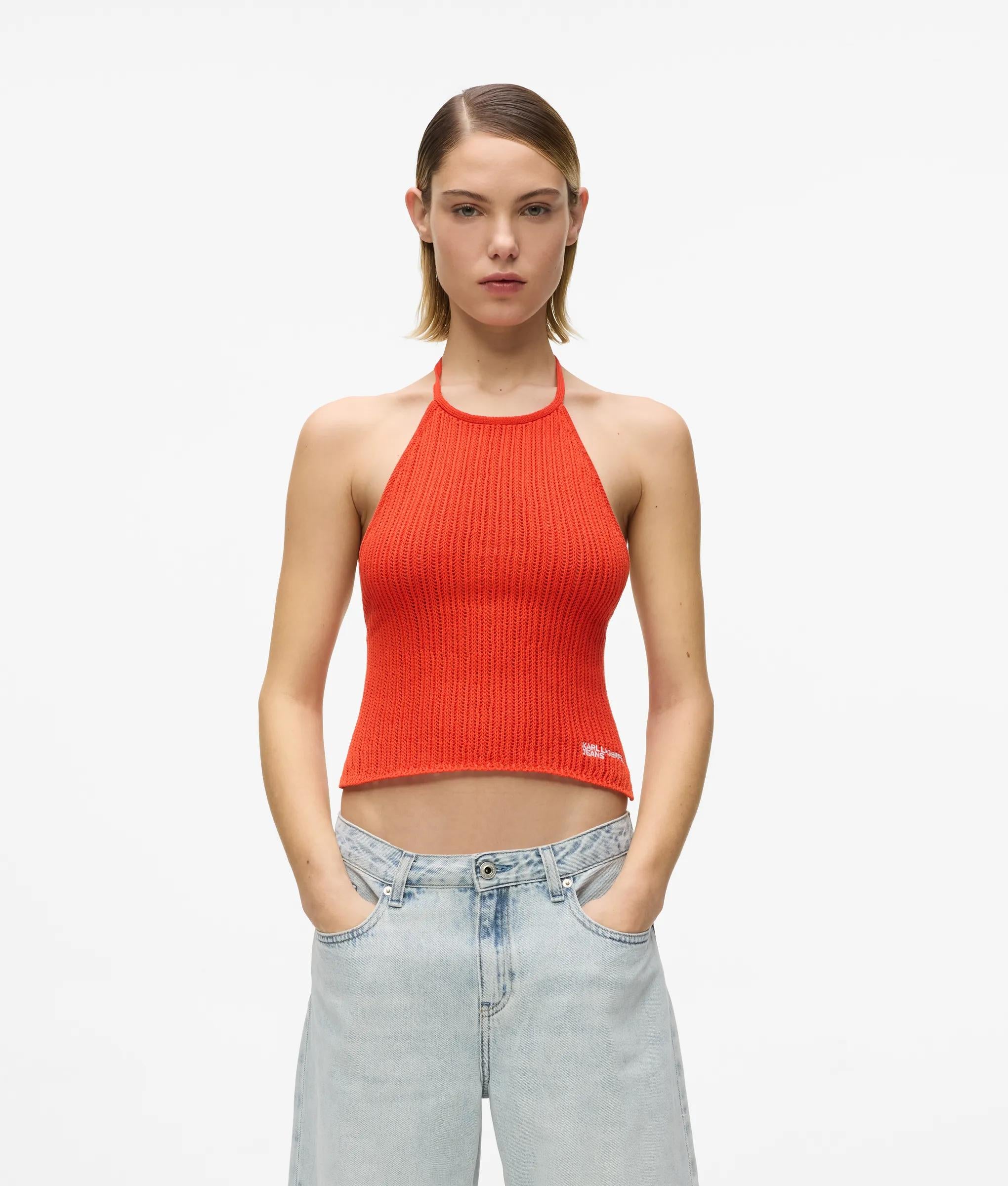 Gebreide halternek top