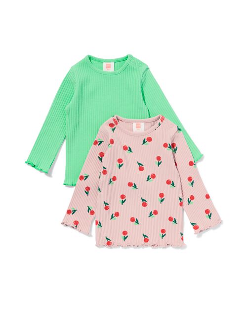 t-shirts côtelés pour bébé - 2 pièces vert