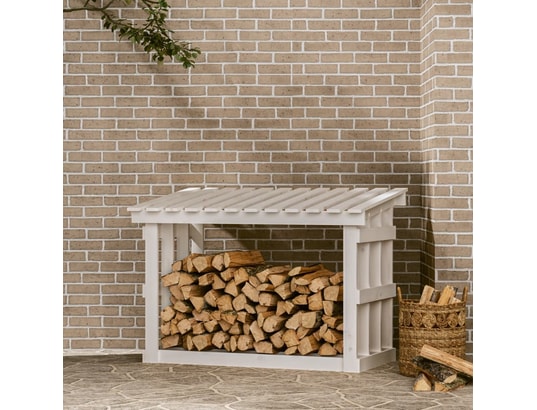 VIDAXL - Accessoires cheminée Support pour bois de chauffage blanc 108x64,5x77 cm bois de...
